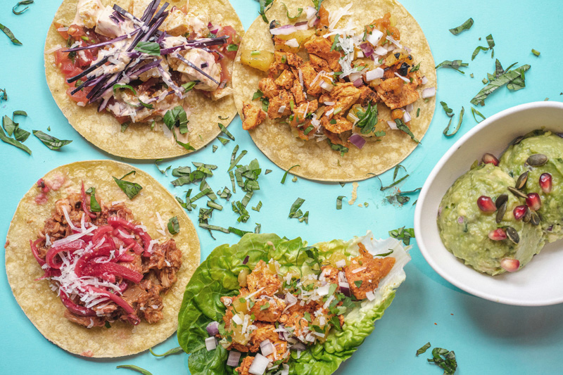 Mexican food tortillas with fresh healthy fillings
