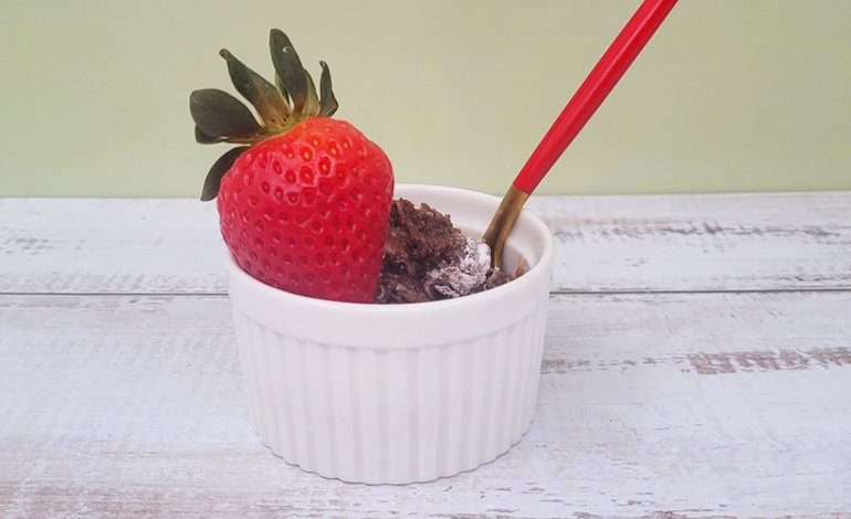 health chocolate pudding with a strawberry